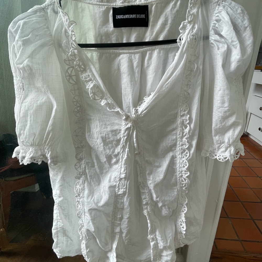 zadig & voltaire deluxe white cotton blouse 🕊️